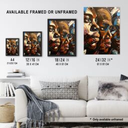 Artery8 Three Faces Oil Painting Black Women Beauty Framed Art Print in Brown - Size: A4 - thumbnail 3