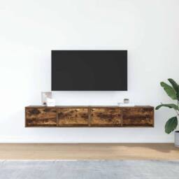 Berkfield Home TV Cabinets 2 pcs Smoked Oak 80x31x25.5 cm Engineered Wood in Brown - thumbnail 3