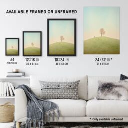 "Artery8 Wall Art Print Perspective Tree By Amy Denver Minimalist Soft Pastel Greens Minimalism Simple Modern Artwork Poster - Size: W24"" x H32""" - thumbnail 3