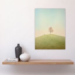 "Artery8 Wall Art Print Perspective Tree By Amy Denver Minimalist Soft Pastel Greens Minimalism Simple Modern Artwork Poster - Size: W24"" x H32""" - thumbnail 4