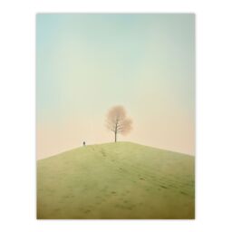 "Artery8 Wall Art Print Perspective Tree By Amy Denver Minimalist Soft Pastel Greens Minimalism Simple Modern Artwork Poster - Size: W24"" x H32""" - thumbnail 1