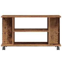 Berkfield Home TV Cabinet with Castors Old Wood 80x40x45 cm Engineered Wood in Brown - Size: 80 x 40 x 45 cm - thumbnail 4
