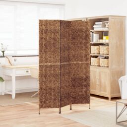 Berkfield Home Room Divider 3-Panel Brown 122x180 cm Water Hyacinth - thumbnail 1