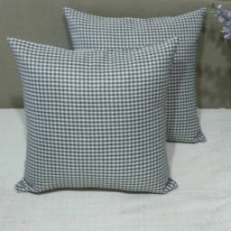 Luxury Living Pair of Houndstooth Woven Cushions - Plump Pads, Removable Covers in Grey - Size: 45 cm x 45 cm - thumbnail 3