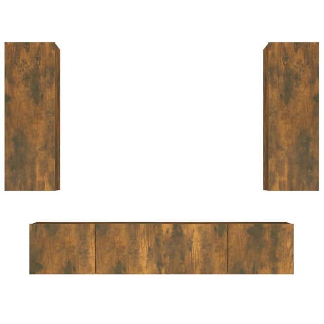Berkfield Home 4 Piece TV Cabinet Set Smoked Oak Engineered Wood in Brown - image 1