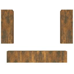 Berkfield Home 4 Piece TV Cabinet Set Smoked Oak Engineered Wood in Brown - thumbnail 1