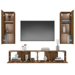 Berkfield Home 4 Piece TV Cabinet Set Smoked Oak Engineered Wood in Brown - thumbnail 5