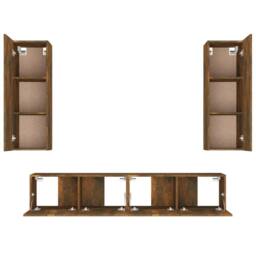 Berkfield Home 4 Piece TV Cabinet Set Smoked Oak Engineered Wood in Brown - thumbnail 6