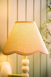 ValueLights Florie Natural Linen Tapered Scalloped Pastel Trim Mini Lamp Shade in Cream - thumbnail 2