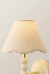 ValueLights Florie Natural Linen Tapered Scalloped Pastel Trim Mini Lamp Shade in Cream - thumbnail 3