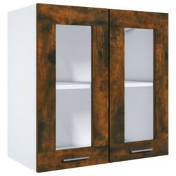 Berkfield Home Hanging Glass Cabinet Smoked Oak 60x31x60 cm Engineered Wood in Brown - Size: 60 x 31 x 60 cm - thumbnail 2