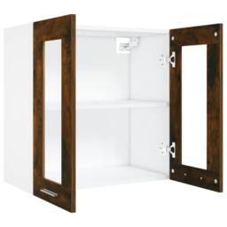 Berkfield Home Hanging Glass Cabinet Smoked Oak 60x31x60 cm Engineered Wood in Brown - Size: 60 x 31 x 60 cm - thumbnail 5