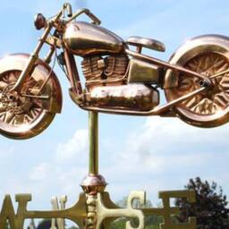 Good Directions Cottage Motorcycle Copper Weathervane - H43 x W10 x L37.5 cm in Bronze - thumbnail 2