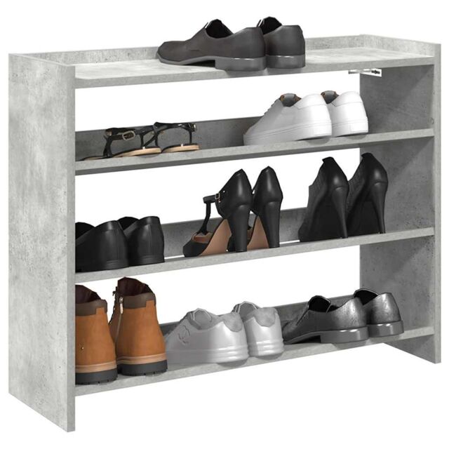 Berkfield Home Shoe Rack Concrete Oak 80x25x62 cm Engineered Wood in Grey - Size: 80 x 25 x 62 cm - image 1