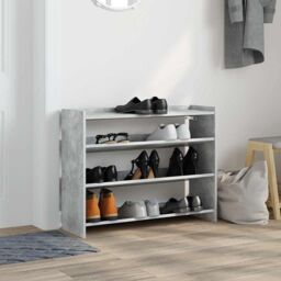Berkfield Home Shoe Rack Concrete Oak 80x25x62 cm Engineered Wood in Grey - Size: 80 x 25 x 62 cm - thumbnail 3
