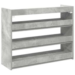 Berkfield Home Shoe Rack Concrete Oak 80x25x62 cm Engineered Wood in Grey - Size: 80 x 25 x 62 cm - thumbnail 6