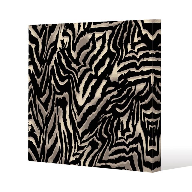 Benjamin Tate Design Gold Zebra Print Slim Style Canvas Print 40x40cm in Natural - Size: 40x40 cm - image 1
