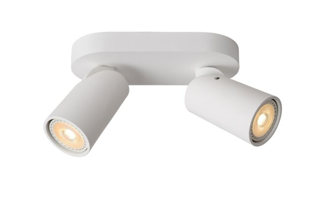 Lucide 'XYRUS' Dimmable Stylish Tiltable LED Twin Ceiling Spotlight GU10 in White