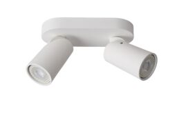 Lucide 'XYRUS' Dimmable Stylish Tiltable LED Twin Ceiling Spotlight GU10 in White - thumbnail 2