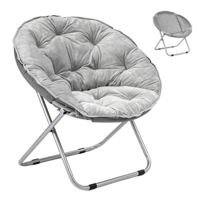 EONLION Grey Chair Folding Bedroom Chair Round - Size: 100 cm - image 1