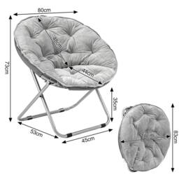 EONLION Grey Chair Folding Bedroom Chair Round - Size: 100 cm - thumbnail 2