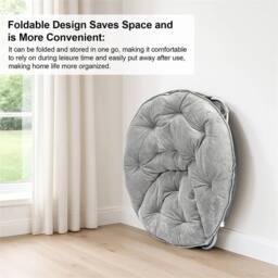 EONLION Grey Chair Folding Bedroom Chair Round - Size: 100 cm - thumbnail 4