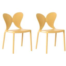 Wyld and Coco Yellow Butterfly Backrest Chairs Set 2 Stackable Polypropylene UV - thumbnail 2