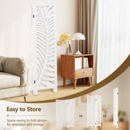 Costway 3-Panel Room Divider 170 cm Freestanding Privacy Screen in White - thumbnail 9