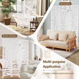 Costway 3-Panel Room Divider 170 cm Freestanding Privacy Screen in White - thumbnail 7