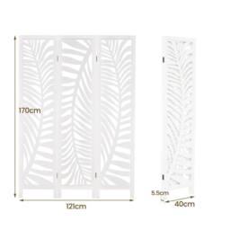 Costway 3-Panel Room Divider 170 cm Freestanding Privacy Screen in White - thumbnail 2