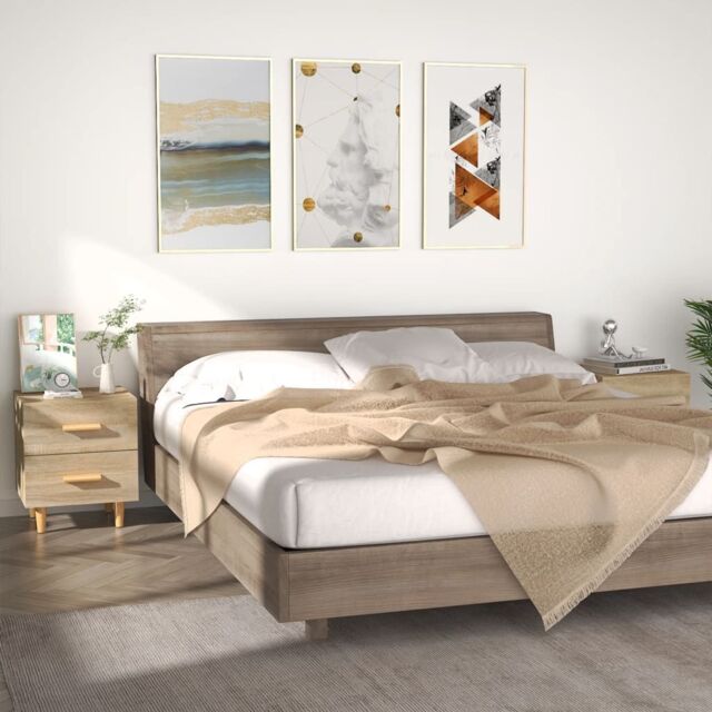 Berkfield Home Bed Cabinets 2 pcs Sonoma Oak 40x35x47.5 cm in Brown - image 1