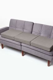 Homescapes Quilted Cotton 3 Seater Orthopaedic Booster Cushion Cover in Charcoal - thumbnail 2
