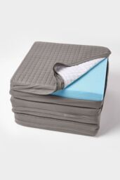 Homescapes Quilted Cotton 3 Seater Orthopaedic Booster Cushion Cover in Charcoal