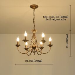 Garwarm Vintage 6 Light Iron Dining Room Chandelier in Light Brown - thumbnail 6