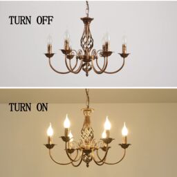 Garwarm Vintage 6 Light Iron Dining Room Chandelier in Light Brown - thumbnail 4