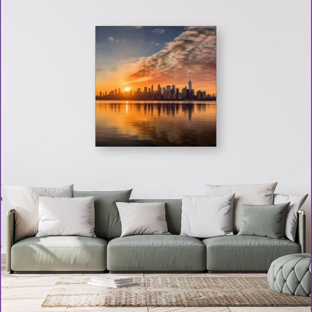 Warren Reed - Designer New York At Sunrise Canvas - Size: w40 inch x h40 inch - image 1