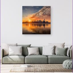 Warren Reed - Designer New York At Sunrise Canvas - Size: w40 inch x h40 inch - thumbnail 1