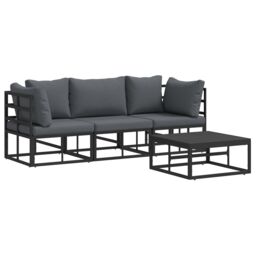 Berkfield Home Garden Sofa Set 4 pcs Black 70 x 70 x 32 cm Aluminium - thumbnail 2