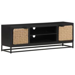 Berkfield Home TV Cabinet 120x30x40 cm Solid Mango Wood in Black - Size: 120 x 30 x 40 cm - thumbnail 2