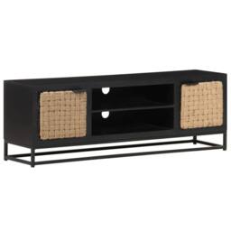 Berkfield Home TV Cabinet 120x30x40 cm Solid Mango Wood in Black - Size: 120 x 30 x 40 cm - thumbnail 8