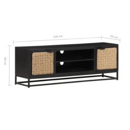 Berkfield Home TV Cabinet 120x30x40 cm Solid Mango Wood in Black - Size: 120 x 30 x 40 cm - thumbnail 7