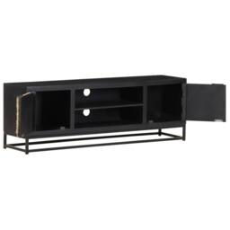 Berkfield Home TV Cabinet 120x30x40 cm Solid Mango Wood in Black - Size: 120 x 30 x 40 cm - thumbnail 1