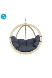 Globo Single Wooden Cushion Egg Hanging Chair - Anthracite