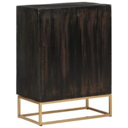 Berkfield Home Sideboard Black 55x34x75 cm Solid Wood Mango & Iron - Size: 55 x 34 x 75 cm - thumbnail 3
