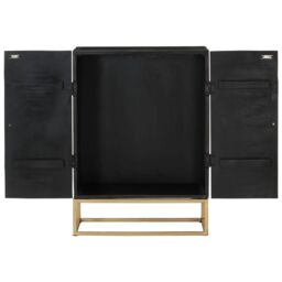 Berkfield Home Sideboard Black 55x34x75 cm Solid Wood Mango & Iron - Size: 55 x 34 x 75 cm - thumbnail 5