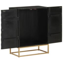 Berkfield Home Sideboard Black 55x34x75 cm Solid Wood Mango & Iron - Size: 55 x 34 x 75 cm - thumbnail 4