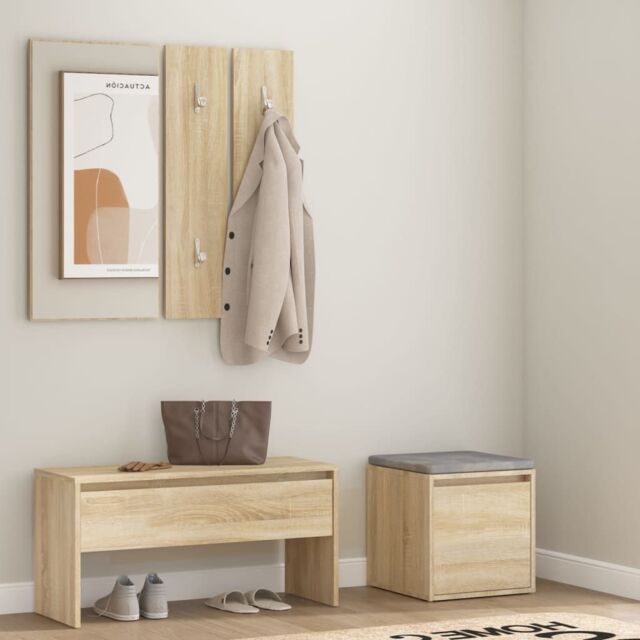 Berkfield Home Hallway Furniture Set Sonoma Oak Engineered Wood in Brown - image 1
