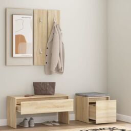 Berkfield Home Hallway Furniture Set Sonoma Oak Engineered Wood in Brown - thumbnail 3