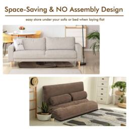 Costway 3 IN 1 Convertible Floor Sofa Bed Floor Sleeper Seat in Brown - thumbnail 7