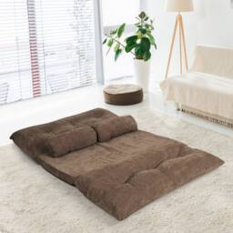Costway 3 IN 1 Convertible Floor Sofa Bed Floor Sleeper Seat in Brown - thumbnail 5